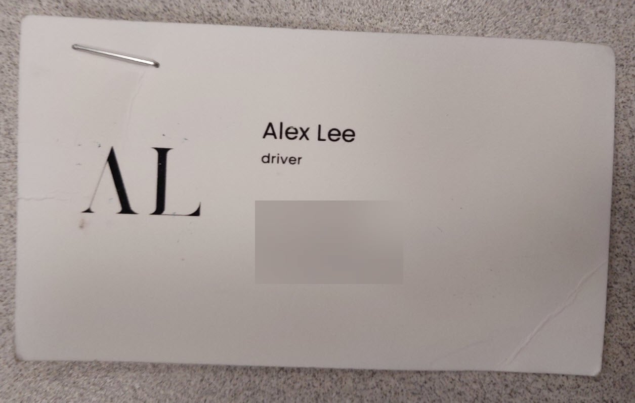Alias business card "Alex Lee" used by Seyyed Amir Razavi, Canadian drug dealer. 